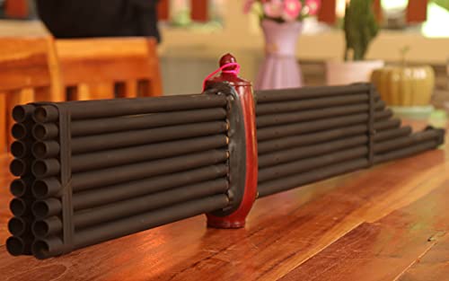 Cozinest Kan 8 Premium Thai Khaen Bamboo Khen Double Silver Free-Reed Traditional Folk Isan Lao Mouth Organ Musical Instrument Professional Level Am Keys Black #TOP2