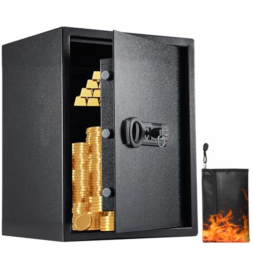 Youyijia 60L Stahl Safe tresor mit Digital-Tastatur, Dualem Alarm & feuerfester Tasche, tresor mit schlüssel für Geld, Schmuck, Bargeld, Dokumente – Ideal für Hotel, Geschäft und Zuhause.
