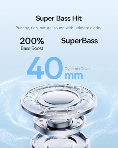 Image of Baseus Bass BH1 Lite Bluetooth Headphones Over Ear, SuperBass, 80H Playtime,AI ENC Clear Calls, Comfortable Fit, Smart App Control, Bluetooth 6.0, Foldable Lightwight Headset for Travel -Cosmic Black