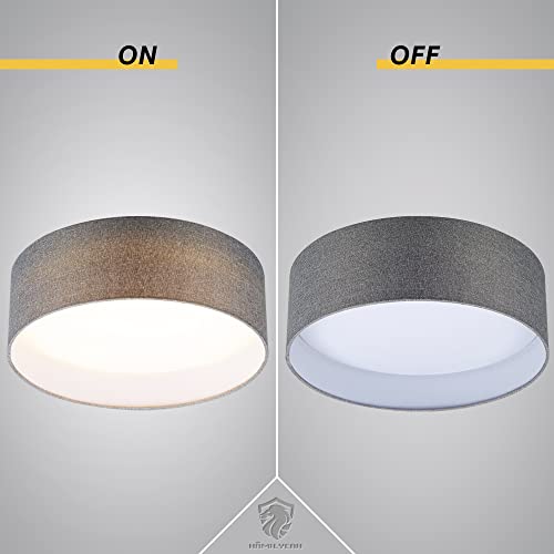 Hamilyeah Flush Mount Ceiling Light Led, 12 Inch Close To Ceiling Light Fixture With Grey Fabric Shade, 18W 3000K Dimmable Round Light Fixtures Ceiling Mount For Bedroom, Living Room, Kitchen, Hallway #TOP3