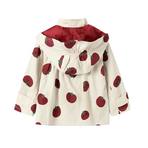 Mud Kingdom Jaqueta feminina com capuz e estampa de tomate e zíper completo de algodão, Bege, 4 Anos