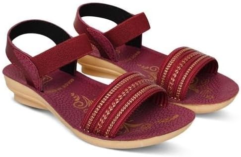 Women’s Red Solid Synthetic Sandals | Closed-Back Round Toe Casual Sandals | Pack of 1