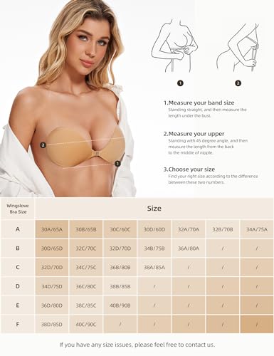 Image of Wingslove Adhesive Bra Reusable Strapless Self Silicone Push-up Invisible Sticky Bras for Backless Dress