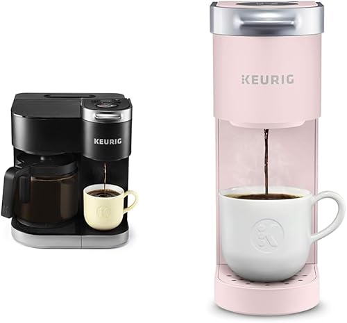 Keurig K-Duo - Cafetera de cápsulas y jarras K-Mini, cafetera K-Mini de una sola porción K-Cup, rosa polvoriento, tamaños de cerveza de 6 a 12 onzas