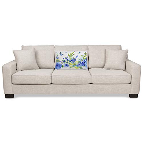 Ekobla Throw Pillow Cover Watercolor Floral Wildflowers Blue Yellow Summer Floral Butterflies Animal Cute Decor Lumbar Pillow Case Cushion For Sofa Couch Bed Standard Queen Size 20X30 Inch #TOP2