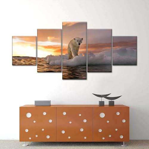 Tableau multi panneau 5 pieces de decoration murale salon en toile