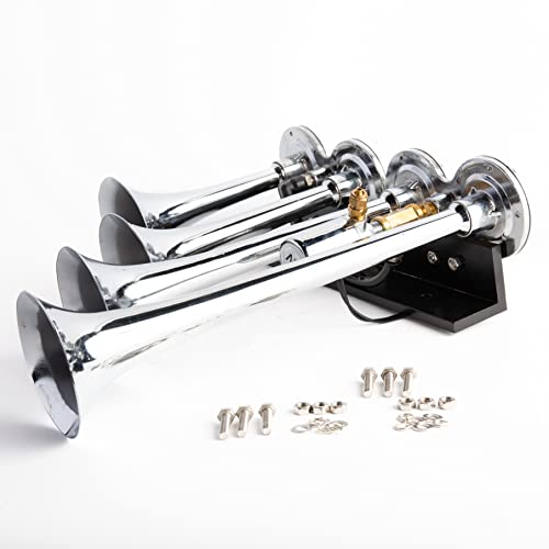 Viking Horns, Loud 149 Decibels Four Trumpet Train Air Horn Kit With 1.5 Gal Air Tank #TOP1