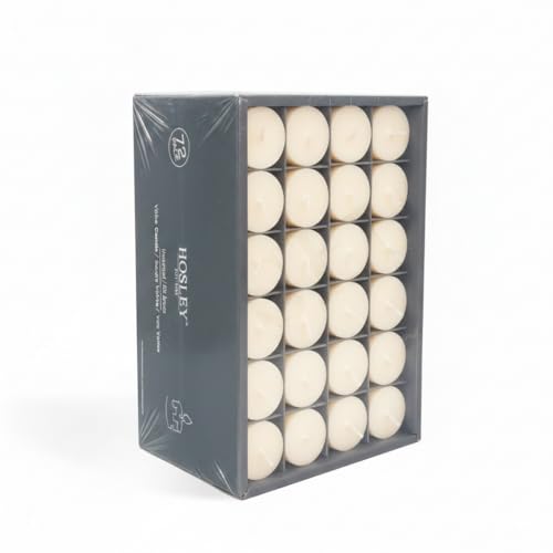 Image of Hosley Set of 72 Unscented Ivory Votive Candles - Bulk Pack, Clean-Burning, Long-Lasting 10-12 Hour Burn Time - Ideal for Weddings, Home Decor, Spa, and Events