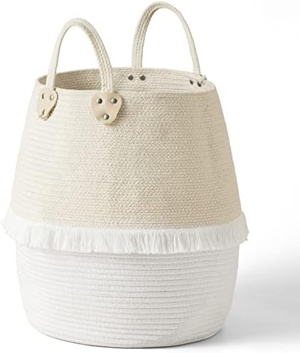 La Jolíe Muse Woven Laundry Basket, Cotton Rope Belly Basket, Blanket Organizer Home Decor Gift, 40 x 38 CM Storage Basket