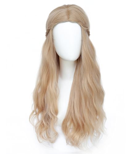 Adequate Long Wavy Wigs for Women Blonde Hippie Princess Wig Suitable for Daily Cosplay Halloween and Masquerade Parties(Light Blonde)