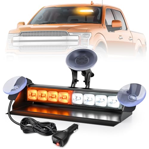 Image of Nilight 8LED Amber White Traffic Advisor Strobe Light Bar Hazard Safety