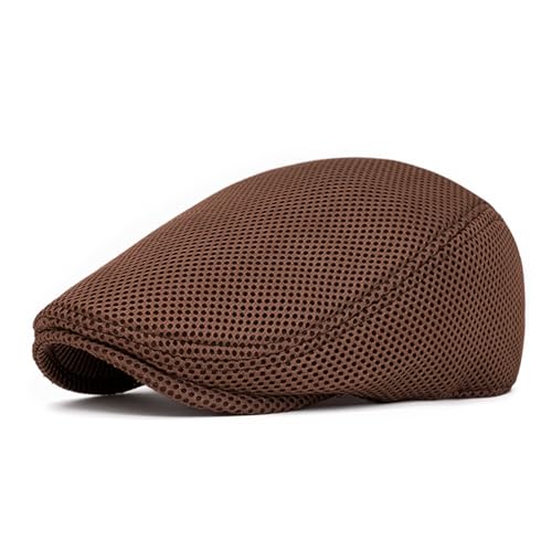 Image of meioro Men's Mesh Flat Cap Summer Breathable Newsboy Hats Beret Ivy Cap Gatsby Irish Cabbie Driving Hat Full Head Wrap