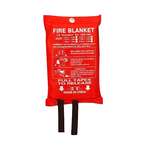 YU WELL Emergency Fire Blanket - 1.2 x 1.2 m | Fiberglass Survival Emergency Suppression Blanket | 100% Fire Retardant Safety Blanket for Home Kitchen Office Industrial & Commercial Use |