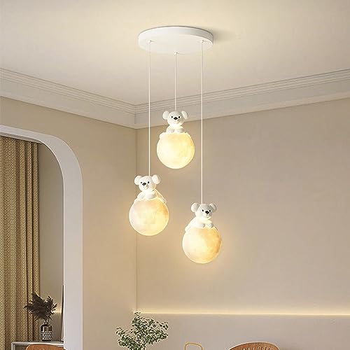 Chandelier ours mignon à hauteur réglable et éclairage doux 3-light - 2
