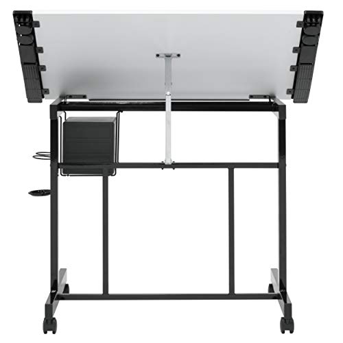 Studio Designs Deluxe Craft Station, Top Adjustable Drafting Table Craft Table Drawing Desk Hobby Table Writing Desk Studio Desk With Drawers, 36''W X 24''D, Black/White #TOP4
