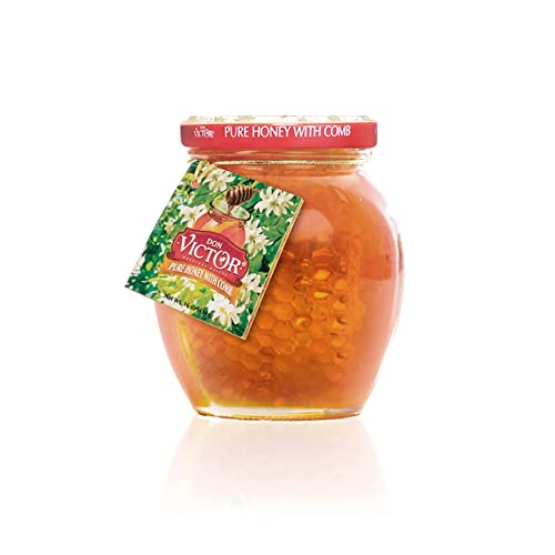 Miel pura Don Victor con panal, 8 oz frasco de vidrio