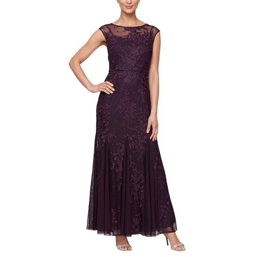 Image of Alex Evenings Women's Long Length Fit and Flare Mother of the Bride Dress with Godet Detail (Petite and Regular Sizes)