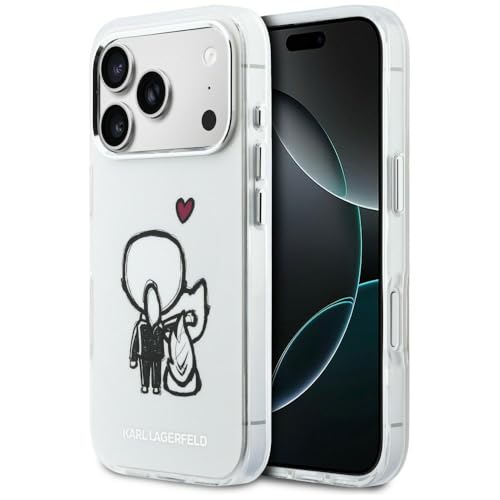 CG MOBILE Karl Lagerfeld Karl & Choupette Coque arrière compatible avec MagSafe pour iPhone 17 Pro Max (transparent)