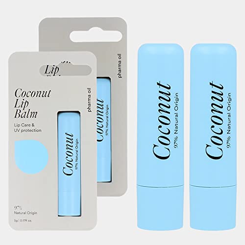 Set de Stick à Lèvres Protectant Pharma Oil Naturel Noix de Coco, 2x5g | Enrichie en Beurre de Karité | Soin Intensif | Sans Parabène | Sans Colorants Artificiels