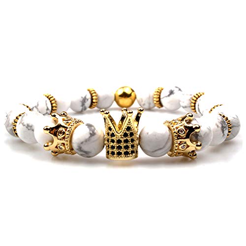 GVUSMIL Imperial Crown Bead Bracelet King&Queen Luxury Charm Couple Jewelry Xmas Gift for Women Men