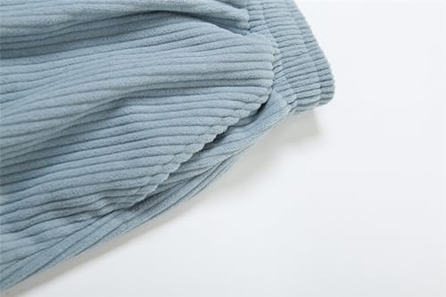 Monkay Women's Corduroy Pants Y2k Vintage Wide Leg Pants Mid Waist Elastic Waist Loose Fit Straight Pockets Trousers4