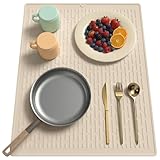 Tappetino Per Lavastoviglie 40 X 50 cm Con Scanalature Integrate, Tappetino Drenante In Silicone, Resistente Al Calore E Facile Da Pulire, Multiuso, Per Piano Di Lavoro/Lavello Della Cucina (Beige)