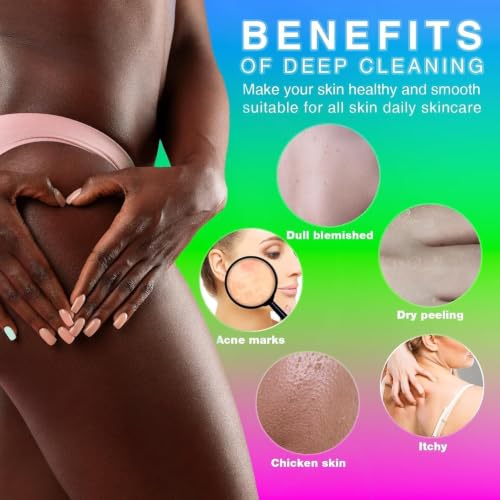 Image of UJFQBH 3 Pieces African Bath Sponge African Net Long Net Bath Sponge Exfoliating Shower Body Scrubber Back Scrubber Skin Smoother,Great for Daily Use (Purple, Pink,Green)