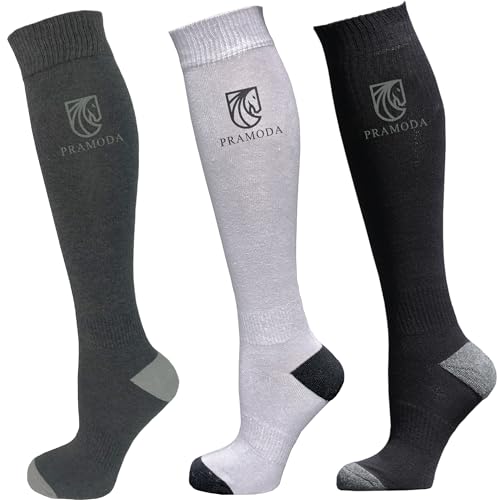 Pramoda 3 Pairs Women's Cotton Riding Socks Anthracite - Black - Grey (36-40), Black - Navy Blue - Pink, 36-40 Tall