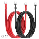 LEESKY 1/0 AWG Battery Cables 1/0 Gauge 6 Feet Pure Copper Battery Inverter Cables 3/8 Inch Terminals for Golf Cart, Power Inverter, Solar, Car, RV, Marine