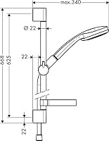 hansgrohe Croma 100 Duschset 0,65m, 4 Strahlarten, Chrom – Ansicht 3