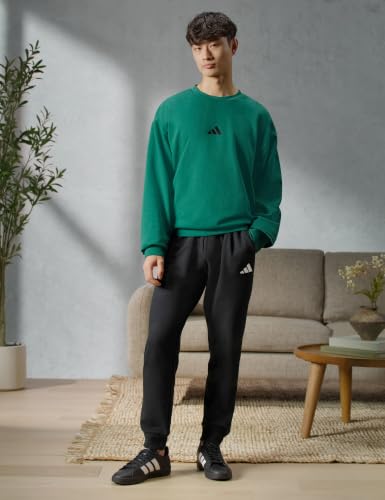 adidas Men's Essentials Feel Cozy Fleece Sportswear Sweatshirt, Collegiate Green/Black - image 2