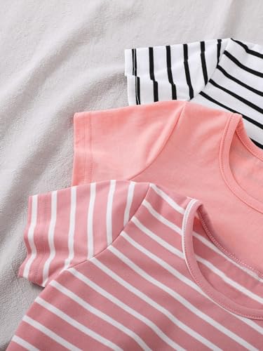 Floerns Girls 3 Piece Striped Print Crew Neck Casual Short Sleeve Tee Shirt4