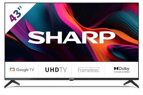 SHARP 43GL4260E Google TV 108 cm (43 Zoll) 4K Ultra HD Google TV (Smart TV ohne Rahmen, Dolby Atmos, Dolby Vision, HDMI 2.1 mit eARC)