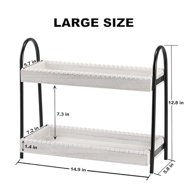 Rustic 2 Tier Wood Coffee Bar Organizer