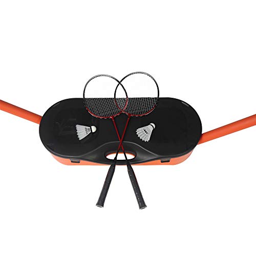Livebest Portable Badminton Net Set Storage Box Base with 2 Battledores 2 Shuttlecocks Large 10x5 Feet Net for Ball Games Outdoor Team Sports (Orange)