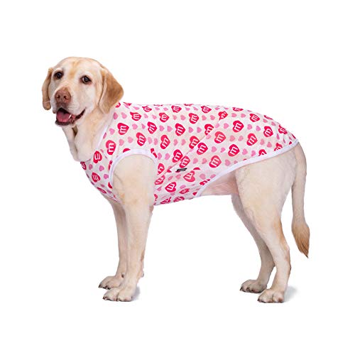 Image of HDKUW Pet Clothes,Dog Summer T-Shirt Cool Breathable Sunscreen Dog Vest Clothes Outfit Costume for Medium Large Dogs Red Heart 5XL