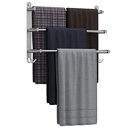 Porte Serviette Salle de Bain, SUS 304 Porte Serviettes 3 Barres Brosse à Espace de Dislocation Multicouche, Barres Porte-Serviettes pour Salle de Bain Cuisine Toilettes 50cm Cover