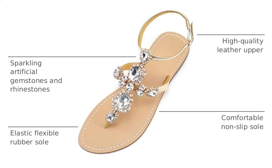 Image of ZhuLinFeng Women'S Rhinestone Gladiator Sandals Flat Wedding Sandals Gem Pearl Sparkling Bridal Bridesmaid Sandals Blue Bohemian Sandals