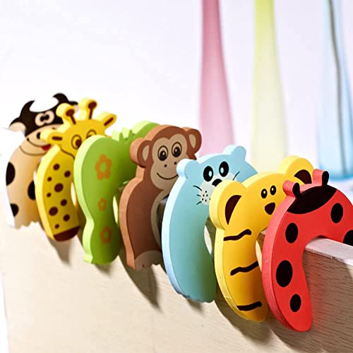 Image of Cartoon Animal Door Stopper Cushion Decorative Holder Lock Safety Cute Pattern Guard Finger Protection for Children Kids and Baby (Random, Pack of 7).