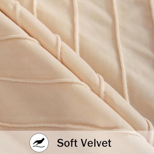 Image of Velvet Throw Pillow Covers 24x24 inch Pack of 2 Gold Decor Cream