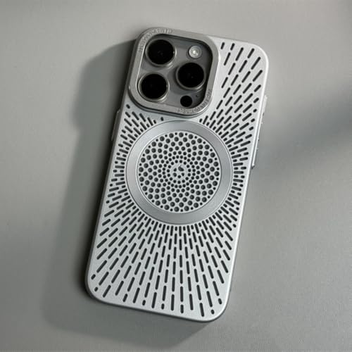 Coque respirante iPhone 15 Pro Max argent étui de chargement sans fil anti-chauffe