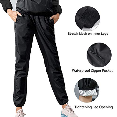 image for Junlan Sauna Suit for Womens Sweat Sauna Jacket Gym Workout Sweat Pant