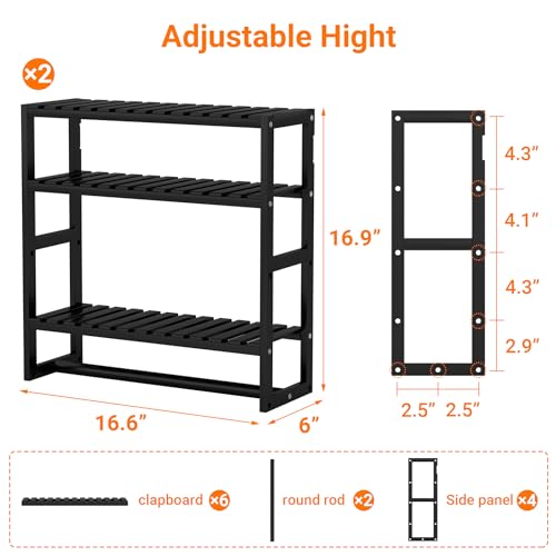 Ppn BATHROOM SHELF Towel Rack Bathroom Storage Shelves Over The Toilet With Towel Bar 100% Bamboo Adjustable Height Floating Shelf Wall Shower Shelf thumb #1
