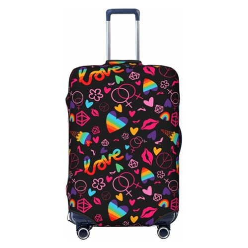 Lgbt Rainbow For Pride Print Luggage Cover For Suitcase,Washable Elastic Travel Suitcase Protector With Zipper Closure And Bottom Buckle – Fits 18-32