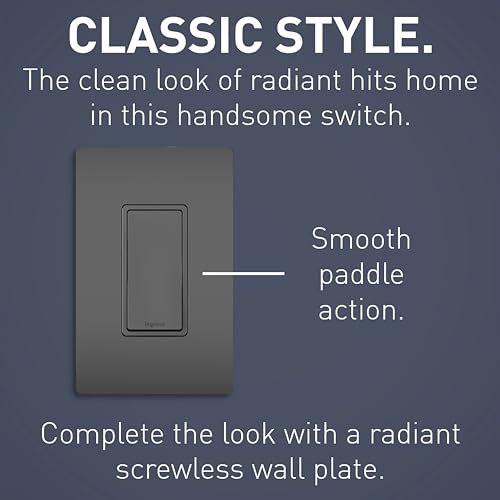 Image of Legrand radiant TM873BKCC10 15 Amp Rocker Wall Switch, 3-Way Decorator Light Switches, Black (1 Count)