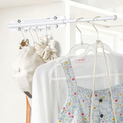 SUTINE 12 inch Valet Rod for Closet Pull Out, Heavy Duty Closet Valet Rods Slide Out, Adjustable Pull Out Closet Rods for Hanging Clothes with 4 Hooks Closet Organizers and Storage (White) by SUTINE - Used condition - US$7.15