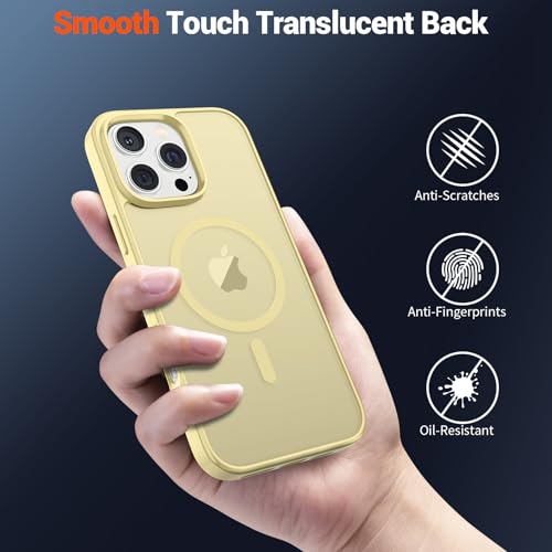 Image of SUPFINE Magnetic for iPhone 16 Pro Max Case (Compatible with MagSafe) (Military Grade Drop Protection) Slim Translucent Matte Shockproof with Anti-Fingerprint Phone Case,Buttercream Yellow