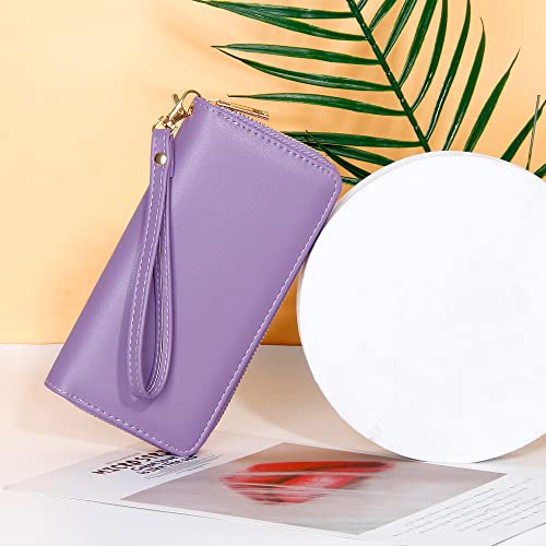Image of VOCUS Womens Wristlet Wallet Zip Around Clutch Wallet Large RFID Blocking PU Leather Bifold with Phone Holder for Travel
