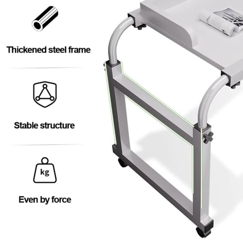 Bureau de lit réglable 65-95 cm et table de lit mobile à roulettes pour ordinateur