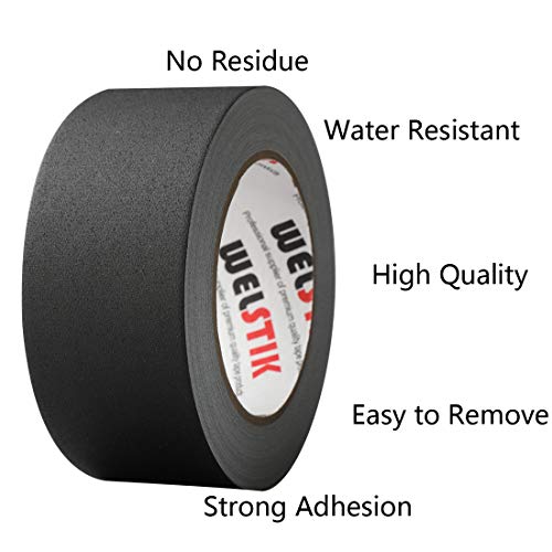 Welstik 2 Pack Black Gaffers Tape,2" X 33 Yards-10% Longer-Heavy Duty Gaffers Tape,Waterproof Matte Finish Gaff Tape,Residue Free,Non Reflective,Easy To Tear #TOP1